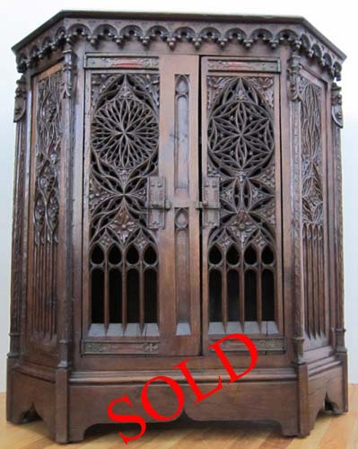 small french gothic cabinet elaborate open tracery sold