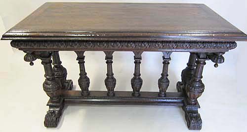 french antique renaissance revival library table