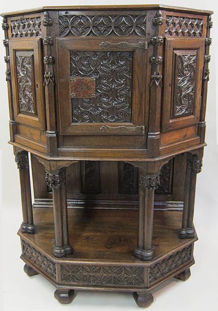antique gothic cabinet with tracery