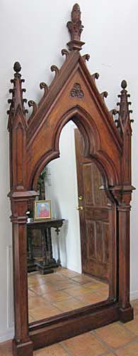 5128-enormous gothic antique mirror