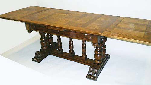 4112-small antique dining table extended