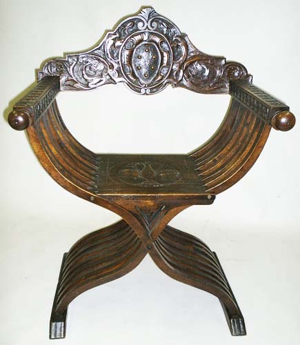 Antique Savonarola Chair with Medici Coat-of-Arms